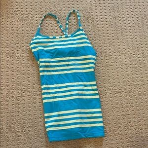 Ivivva Power Y Blue and Neon Yellow Striped